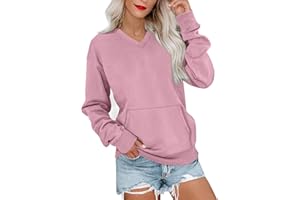 Numaller V Neck Sweatshirt Women No Hood Pocket Oversized Comfy Hoodie Y2k Soft Plain Fleece Pullover Cute Sweatshirts