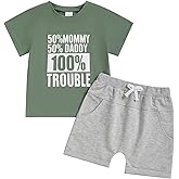 Fernvia Toddler Kids Baby Boy Summer Clothes Sets 1T 2T 3T 4T 5T Letter Print Short Sleeve Tops Elastic Shorts Outfits