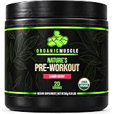 Organic Muscle Pre Workout Powder, Lemon Berry, USDA Organic, 20 Servings | USDA Organic Superfood Blend, 70mg Natural Caffeine, Vegan, No Jitters, Maca, Beet Root, Cordyceps, Rhodiola, Non-GMO