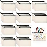 Yuanan 60Pcs Canvas Zipper Pencil Pouch Bulk, Blank DIY Craft Bag Canvas Pencil Case, Multipurpose Toiletry Tote Bag for Makeup Cosmetic, Invoice Bill, Travel Toiletry