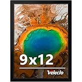 Veleclo 9 x 12 Picture Frame for Wall Display, 9x12 Black Picture Frame with Shatter Resistant Plexiglass, Stable and Sturdy 9 x 12 Poster Frame for Wall Display, Handpicked Gift Collection, 1 Pack