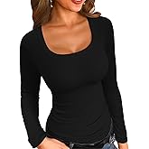 VICHYIE Womens Summer Short Sleeve Tops Square Neck Ribbed Slim Fitted Shirts Casual Tee Tshirt