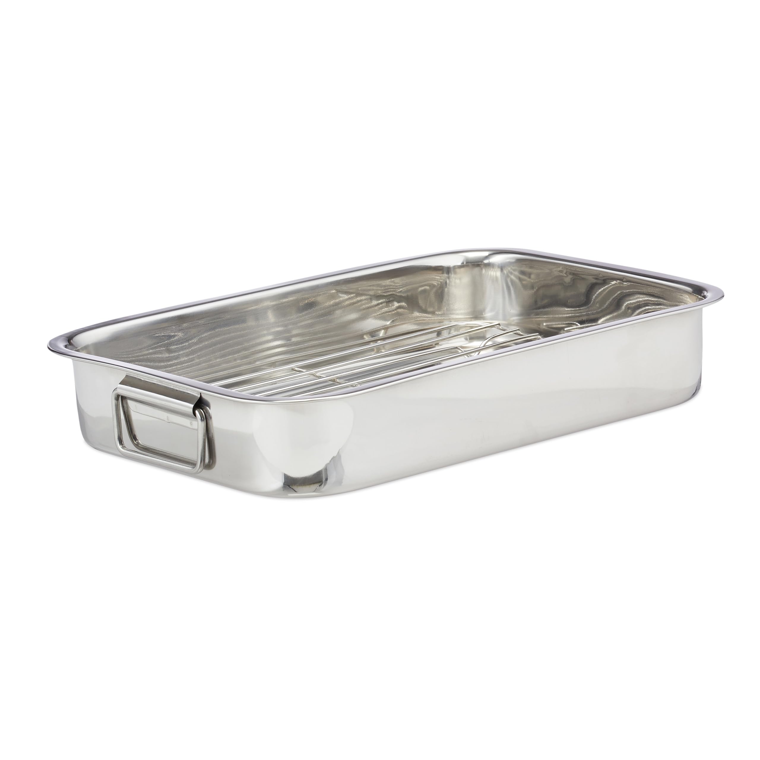 Relaxdays Stainless Steel Roasting Pan, Oven Dish, Dishwasher-Safe, Silver, Size L