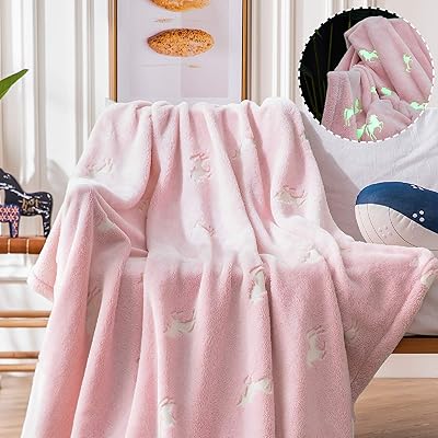 Buy Jinchan Flannel Throw Blanket Unicorn Soft Pink Kids Lightweight Comfy Luminious Blanket Glow In The Dark Nursery Living Room Decor Four Seasons Birthday For Girls Boys Baby 40x60 Inch Online In