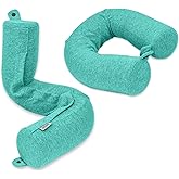 Dot¨ Green Twist Memory Foam Kids Travel Pillow for Airplanes - Neck Pillows for Sleeping - Airplane Pillow for Neck Support, Chin, Lumbar, Leg - Adjustable Toddler Neck Pillow