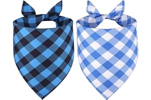 Agroon Dog Bandanas Boy Large 2PCS, Summer Spring Blue Scarf, Durable Triangle Reversible Bibs Handkerchief for Puppy Pet