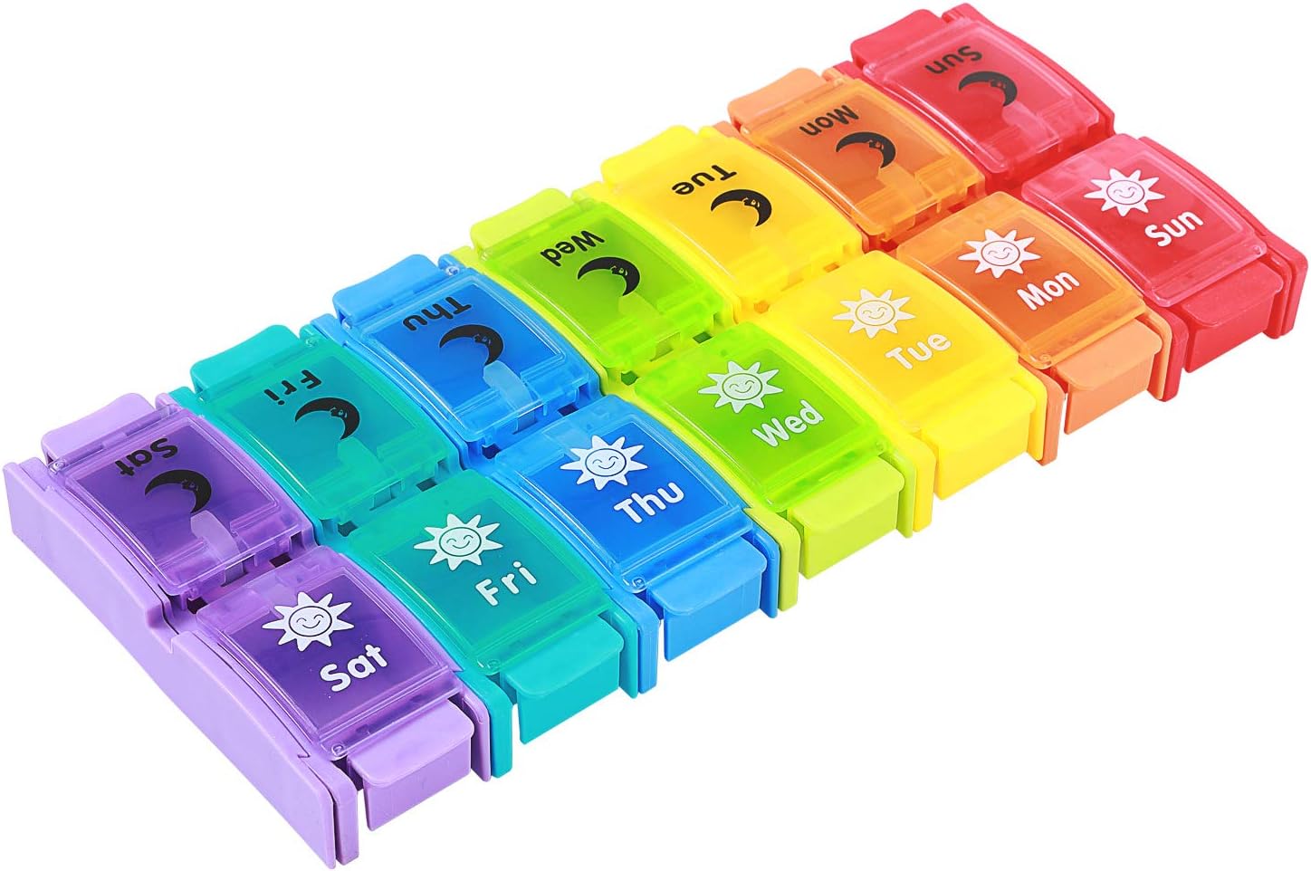 Weekly Pill Box Case 7 Day,Daily Pill Organizer 2 Times A Day,Portable Travel Pill Container Dispenser Holders with Large Removable Compartments to Hold Vitamins,Fish Oil,Supplements and Medication: Health & Personal Care