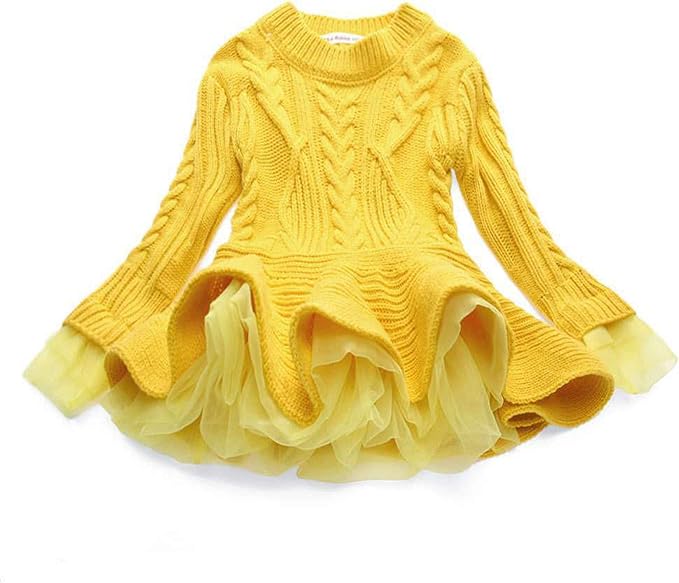 Amazon Cousannory キッズ ワンピース ベビー ドレス 長袖 セーター ニット ワンピース チュチュ 子供 女の子 秋冬 保温 チュールスカート 人気 プリンセスドレス クリスマス ギフト 新年 お祝い おしゃれ 普段着 部屋着 アンサンブル 通販