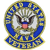United States Navy USN Veteran Embroidered Patch, with Iron-On Adhesive