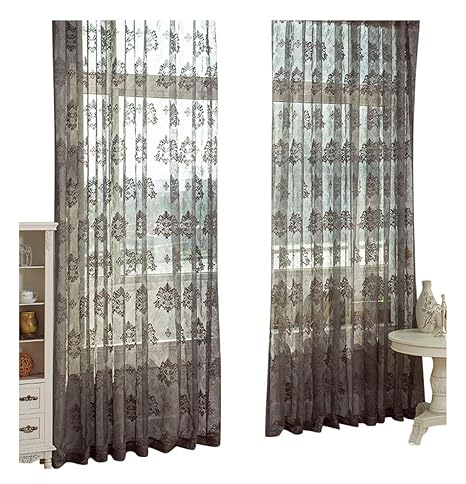 Floral Embroidered Sheer Curtains Vintage Elegance Embroidery