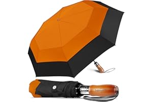Lejorain Large Compact Golf Umbrella - 54inch Oversized Auto Open Close Folding Golf Umbrella Travel 210T Dupont Teflon Coated Vented Windproof Double Canopy for Women Men