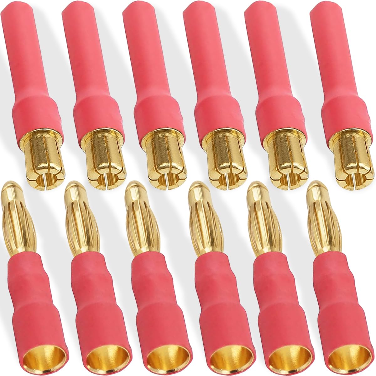 Xiatiaosann 12 Pcs 4mm Bullet Connector to 6mm Banana Connector No Wire 6mm to 4mm Banana Bullet Plug Male Female Adapter, for ESC Motor RC Car Boat FPV