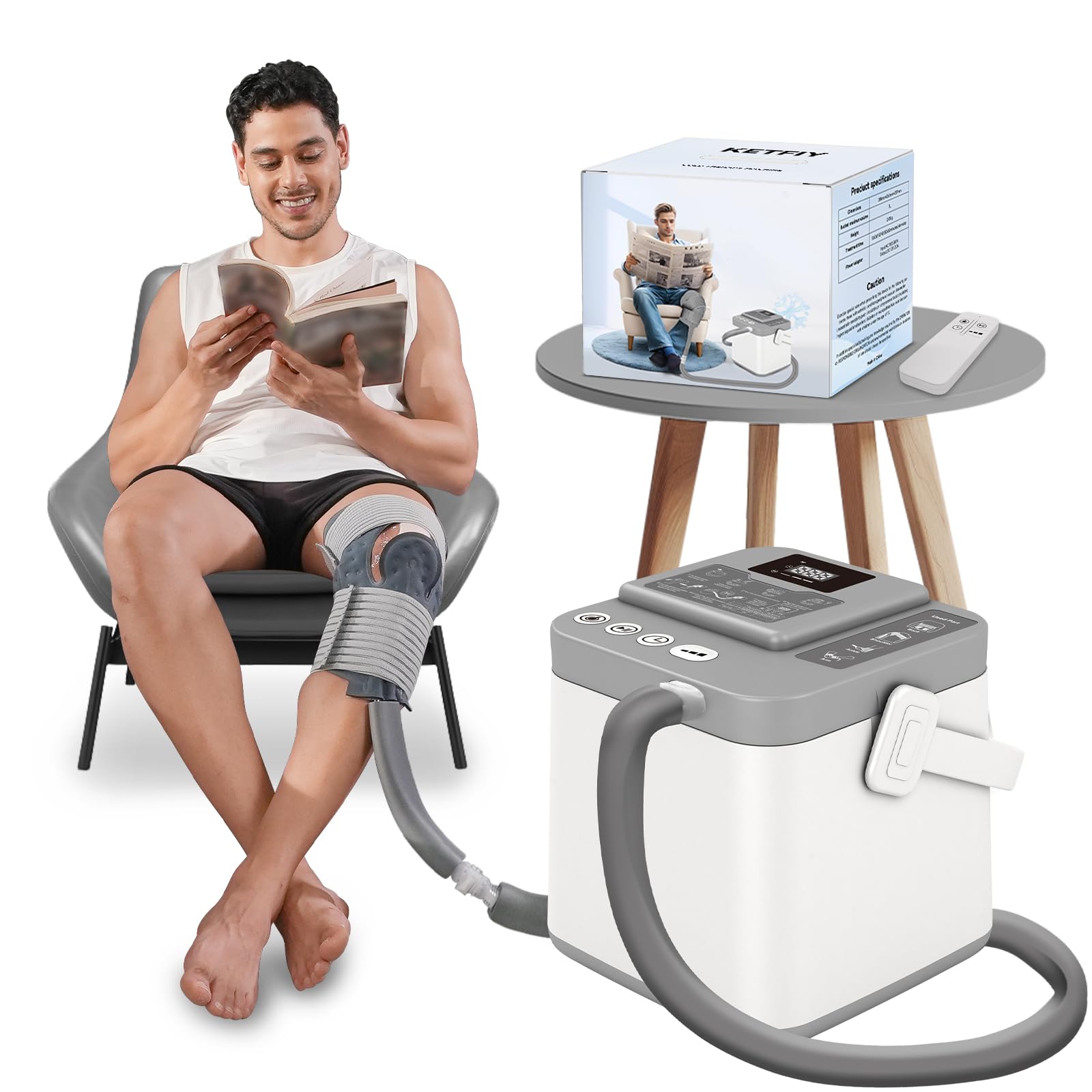 Photo 1 of KETFIY Cold Therapy Machine,Programmable Timer Ice Therapy for Knee with Silent Pump,Knee Ice Machine for Sports Injuries Cryotherapy,Shoulder,Ankle and Back