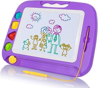 SGILE Large Magnetic Drawing Board for Toddlers 26x20cm Purple Etch & Sketch