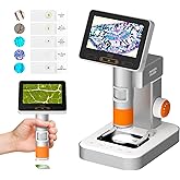MX2-AS Microscope for Kids, 2-in-1 Handheld Miniscope, 1600X Digital Microscope with 4.3-inch 1080P Screen, Educational Kids Microscopes Kit for Boys Girls