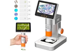 MATATASTUDIO MX2-AS Microscope for Kids, 2-in-1 Handheld Miniscope, 1600X Digital Microscope with 4.3-inch 1080P Screen, Educational Kids Microscopes Kit for Boys Girls