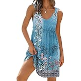 ETCYY Sundresses for Women 2026 Vacation Swimsuit Cover Ups Boho Floral Beach Dress T-Shirts Tank Dresses