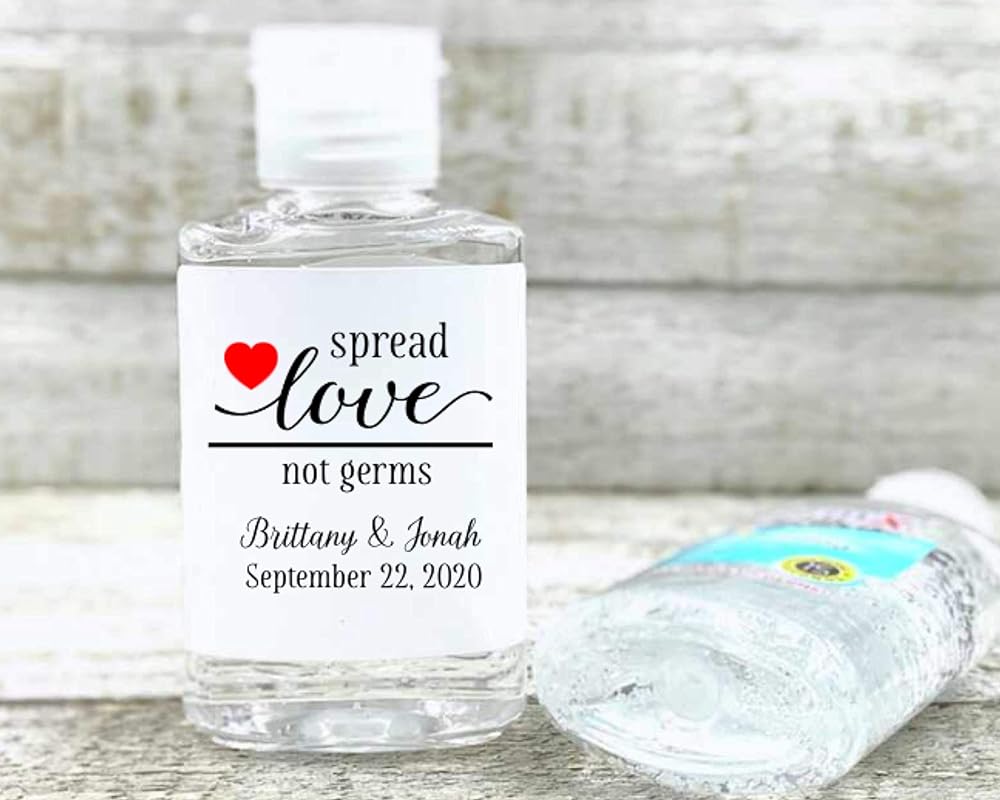 Amazon Com Wedding Favor Labels 20 Personalized Stickers Spread Love Not Germs Handmade