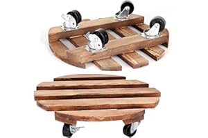 CuffUp 2 Pack Plant Stand with Wheels, Plant Caddies with 360° Lockable Smooth Sliding Wheels Durable Sturdy, Outdoor/Indoor Heavy Duty Rolling Plant Stand for Plant Pot,Flower Pot (12" Dark brown)