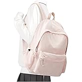 WEPOET School Backpack for Teens Boys Girls Cute Corduroy Bookbag Classic Casual High School Bag Lightweight College Backpack For Women Men(Pink)