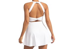 MIRITY Cut Out Easy Pee Twisted Activewear Tennis Dress for Women - with Built in Shorts and Pockets