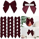 LiBongTa 3.5" Maroon Bows Velvet Ribbon Bow with Self Adhesive, Small Gift Bows Decor, Dark Red Christmas Bows for Treat Bags, Candy Pop, Basket, Party Favor, Craft Bow for Gift Wrapping-24 PCs