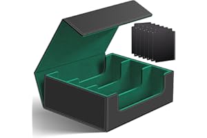 HOMTHY 1800+ Card Deck Case for Trading Cards, Magnetic Closure Card Holder Magic Card Holders Fit for YuGiOh, MTG and Sport Cards (Black+Green)