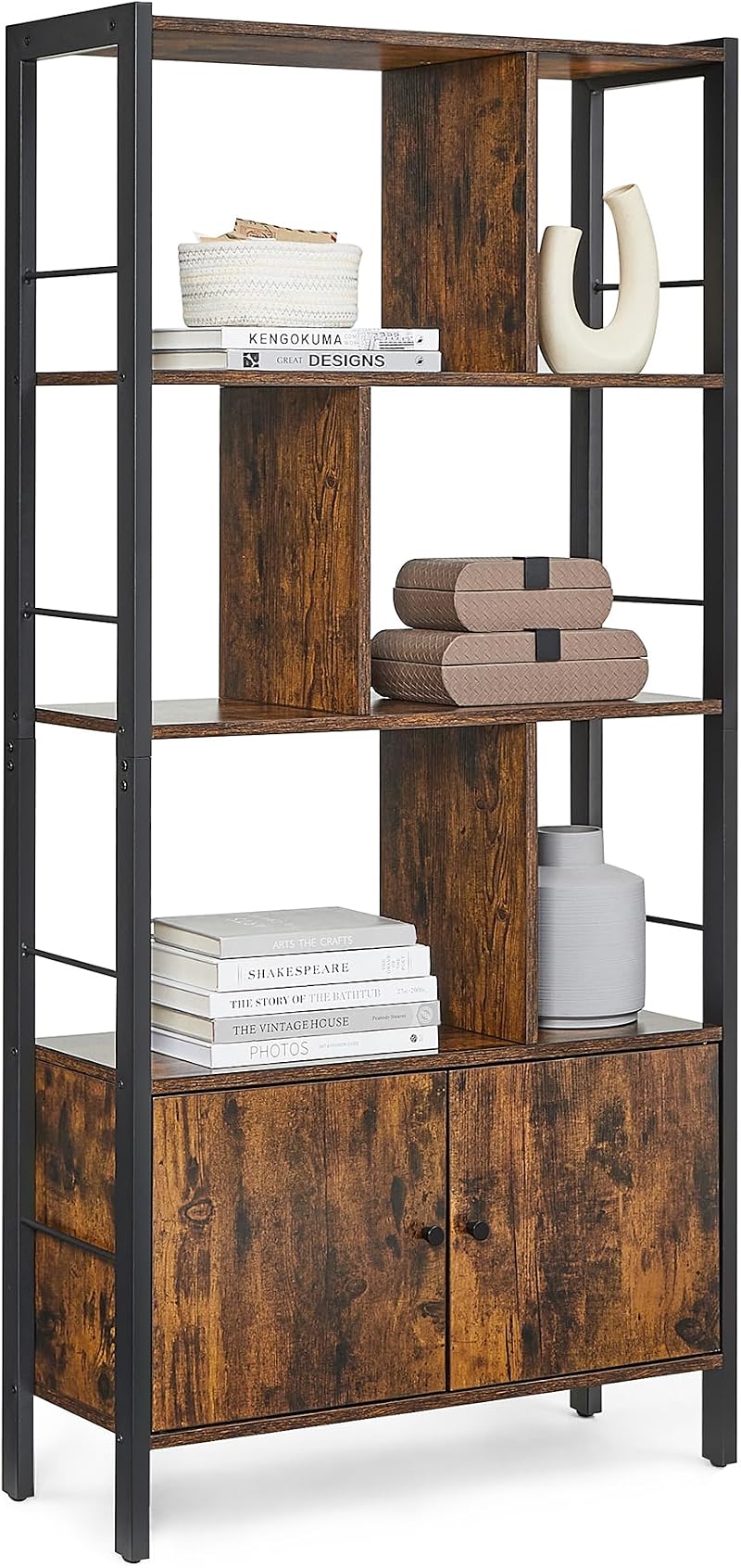 VASAGLE Bookshelf Storage Shelf Large Bookcase with Doors LBC022B01