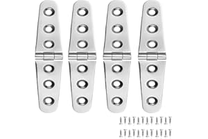 ODYSUNRAL Marine Boat Strap Hinges Stainless Steel, 6 inch x 1.18 inch(152 x 30mm), No Noise, Durable, 316 Stainless Steel wi