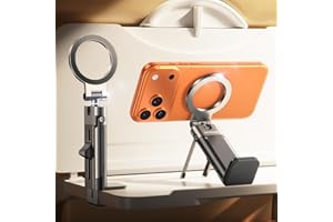 DIMONCOAT for Metal Magsafe Airplane Phone Holder [24*N55 Ultra Magnetic] 360° Adjustable Hands-Free Airplane Phone Mount, Airplane Essentials Phone Stand for Women Men, for iPhone 17 16 15 Pro Max