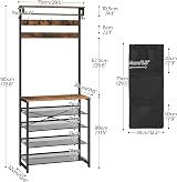 HOOBRO Hall Tree with Bench 5-Tier Shoe Storage Rustic Brown BF75MT01 view 5