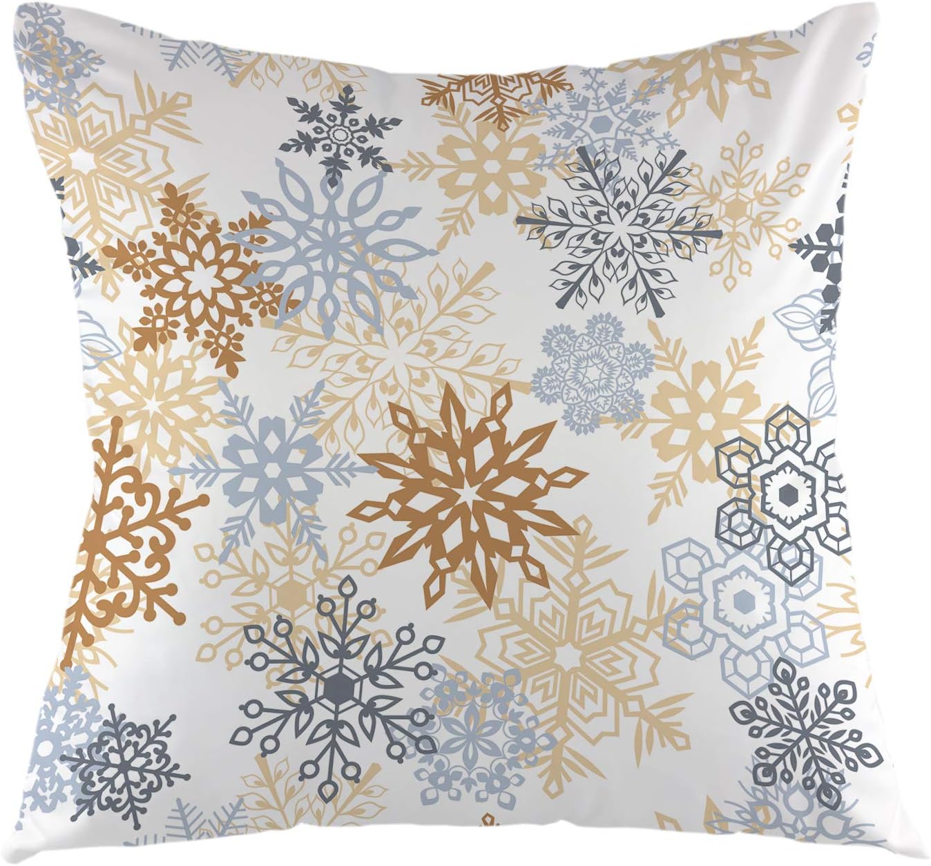oFloral Snowflake Decorative Throw Pillow Cover Pillow Case Square Cushion Cover for Sofa Couch Home Car Bedroom Living Room Decor 18" x 18" Grey Yellow