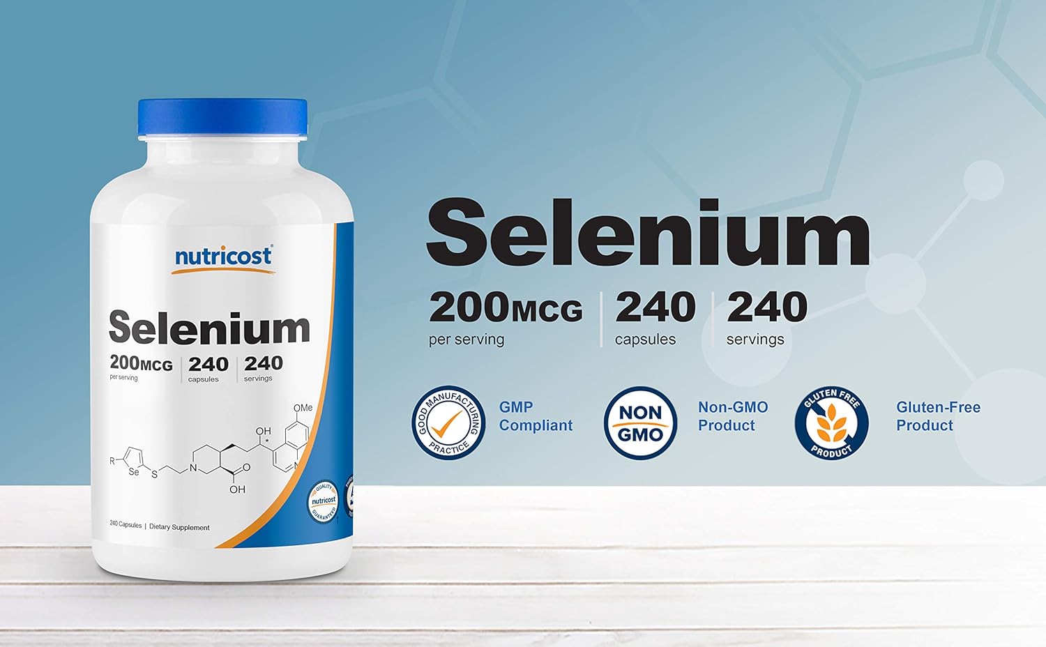 Nutricost Selenium 200mcg, 240 Veggie Capsules, Non-GMO, Gluten Free L-Selenomethionine: Health & Personal Care