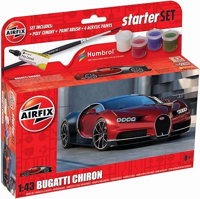 Airfix Starter Set A55005 Bugatti Chiron Model Kit 1:43 Decals Paints Glue