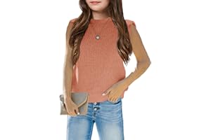 Amarmia Girl's Mock Neck Knit Sweater Vest Kids Solid Cute Sleeveless Casual Summer Ribbed Pullover Tank Tops