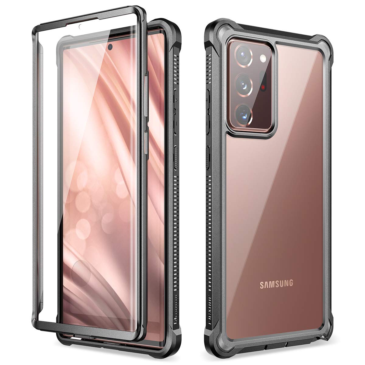 Dexnor Case with Built-in Screen Protector 360 Degree Dust Proof Front and Back Clear Full Body Outdoor TPU+PC Shockproof Protective Cover - Black — image 1