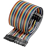 uxcell Male to Female 40Pin Breadboard Jumper Wire 2.54mm Pitch Ribbon Cable 50cm Long