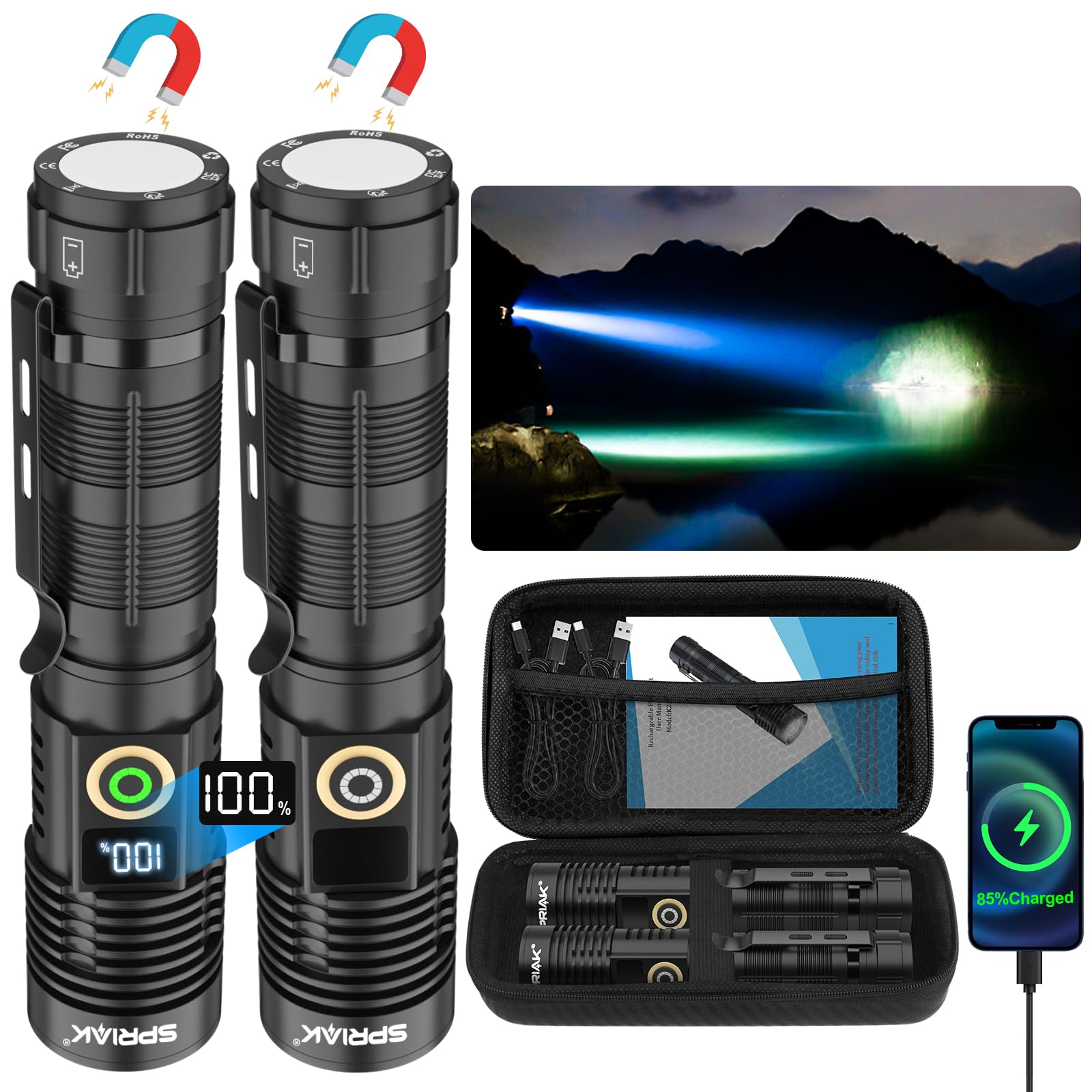Rechargeable Flashlight High Lumens-12000LM Super