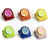 6Pcs Magnetic Clips Refrigerator Magnets – Colorful Happy Face Fridge Magnets for Artwork Display, Classroom Whiteboard & Locker, Teacher Must Haves for School, Home & Office