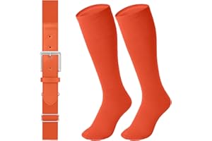LEACOOLKEY Baseball Belt and Socks Combo Set Adjustable Softball Socks and Elastic Belt for Youth and Adult