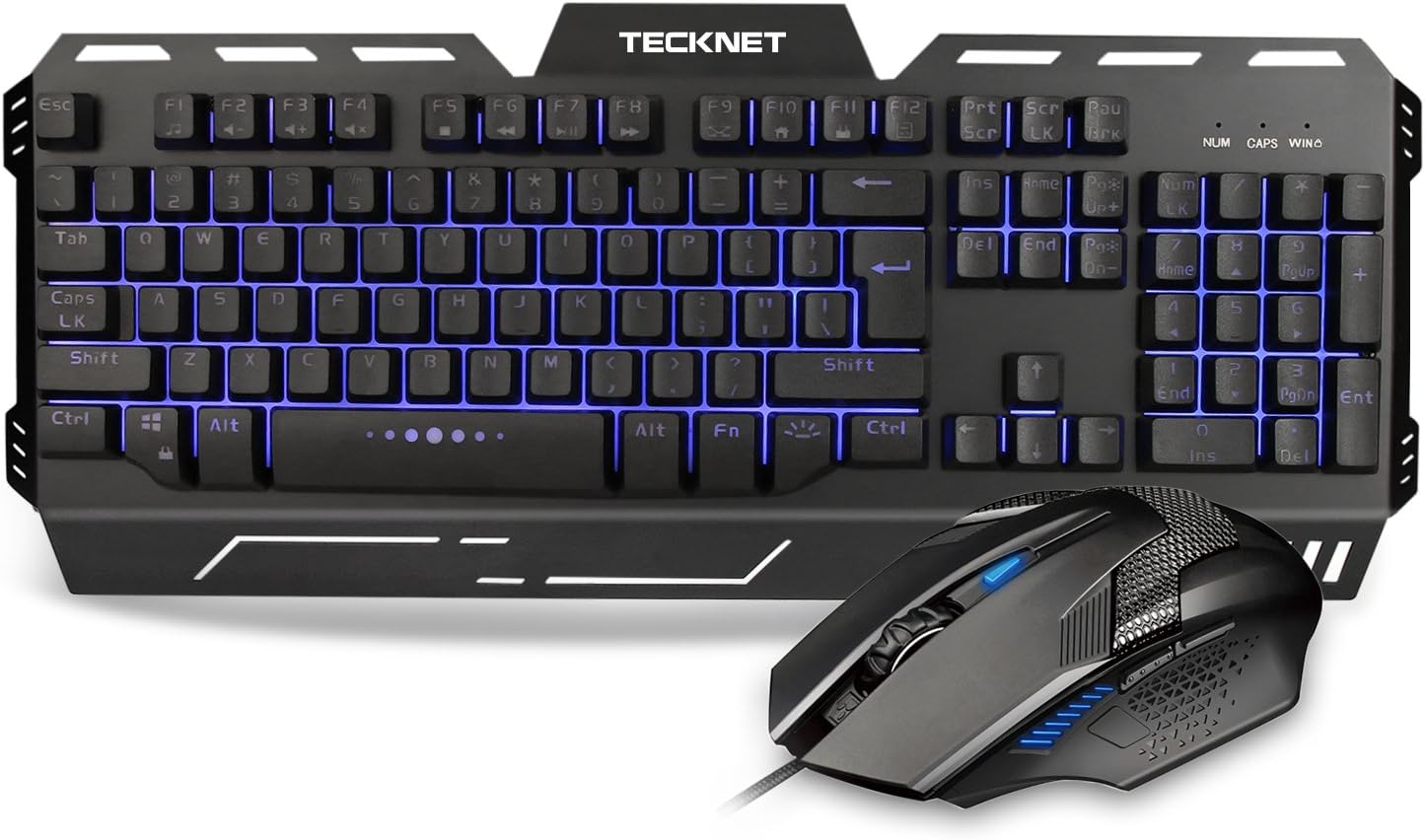 Mechanical Feel Gaming Keyboard and Mouse set, 104 Full Keys No Conflict, Water