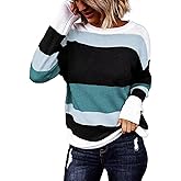 QACOHU Women's Fall Sweater 2025 Crew Neck Long Sleeve Casual Pullover Knitted Sweater Tops