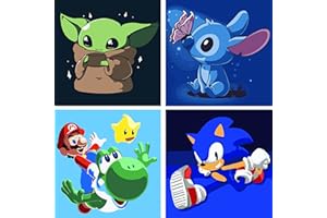 LMAZG Paint by Numbers for Kids Ages 8-12，4 Pack Paint by Number Kit for Kids Beginners，Children's Easy Acrylic Watercolor Paint Arts，DIY Paint by Numbers for Kids Ages 4-8-12(8x8inch)