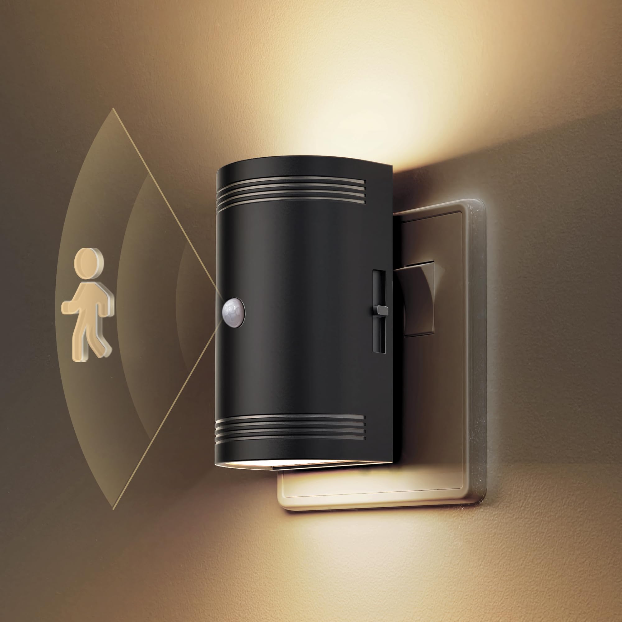 LOHAS-LED Night Light, Motion Sensor Night Light Plug in Wall, 1 Pack, 0-100LM Dimmable, 3000K Warm White, Motion Sensor Plug in Light for Hallway Toddler Bedroom Kids Adults