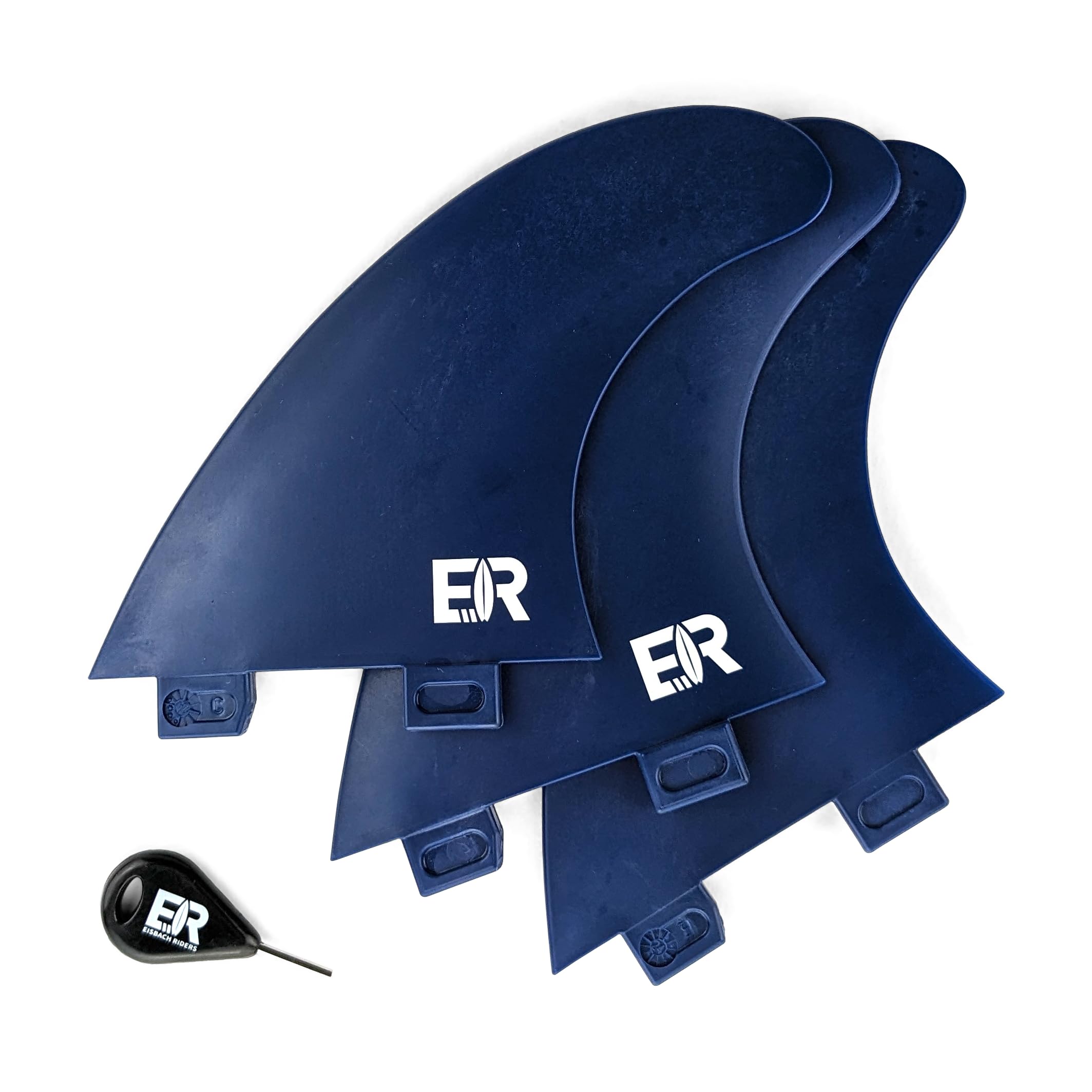 Eisbach Riders Surfboard FCS Thruster Fin Set with Fin Key (Size G5 Medium) - Fins for Surfboard and SUP (Blue)
