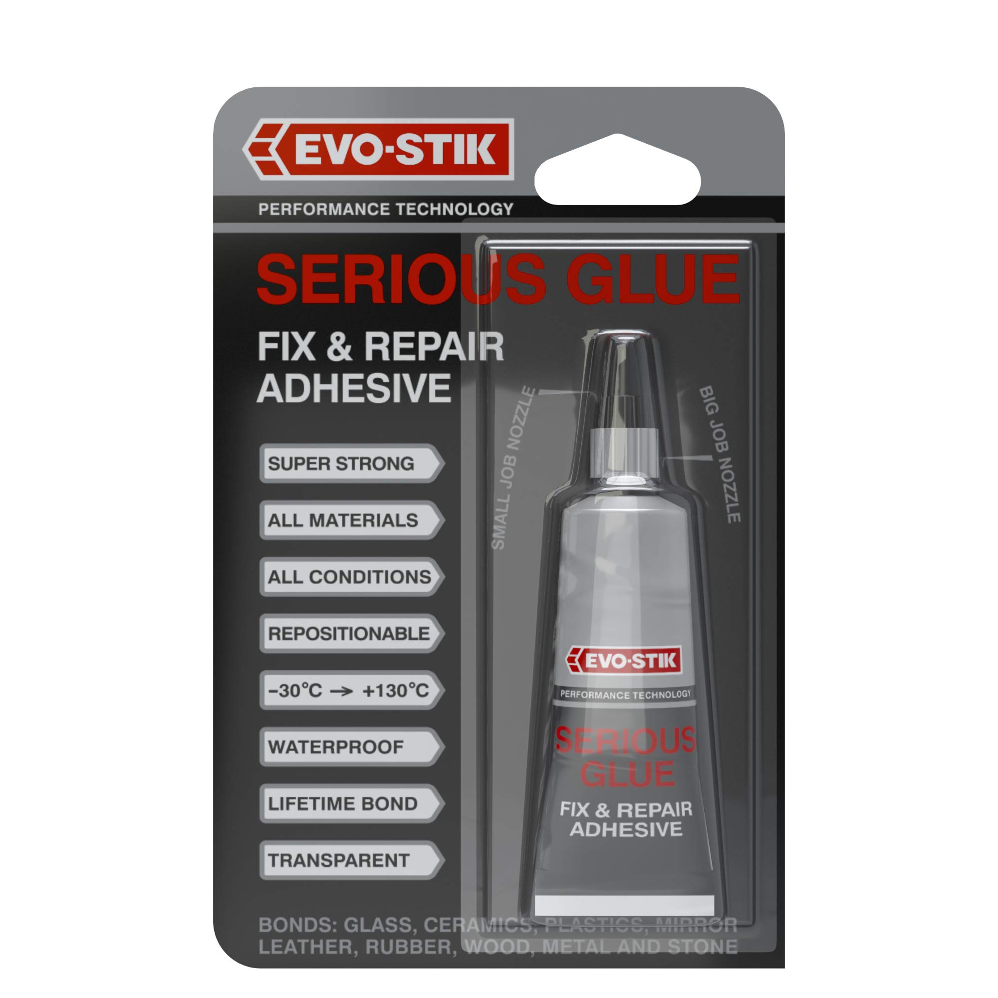 EVO-STIK Serious Glue 33g - High Strength - Waterproof - Ideal for Fixing and Repairs - Transparent Non-Drip Gel - Extreme Temperature Resistance - Solvent Free