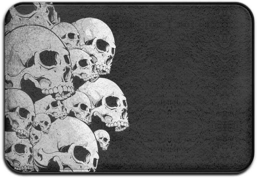 YS25 Bathroom Rug Mat Contour Rug Toilet Floor Rug Flannel Bath Shower Mat Cool Skull Square Carpet