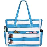 oscaurt Beach Bags for Women Large Waterproof Sandproof Beach Tote Swim Pool Bag with Zipper for Travel Vacation Essentials