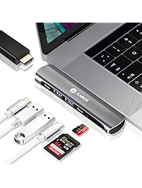 andobil USB C Hub, Type-C Dual Adapter 40Gbps MacBook Pro 2018 2017 2016 13" 15", 7in1 Thunderbolt 3 USB-C 100W Power Delivery, USBC 5Gbps Data, 4K HDMI, microSD/SD Card Reader, 2xUSB 3.1 Ports