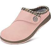 Eagsouni Women's Men's Wide Width Slippers Suede Fuzzy Slippers Winter Warm Fur Lined Slip on House Shoes Outdoor with Removable Cushion Footbed